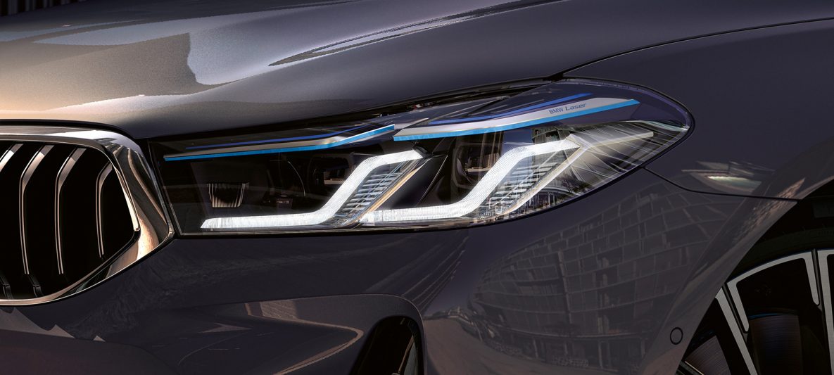 BMW Laserlicht BMW 6er Gran Turismo 640i xDrive G32 2020 Berninagrau Nahaufnahme Front